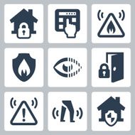 Home security vector icons set