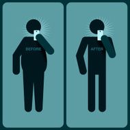 Before and after a diet silhouette of man