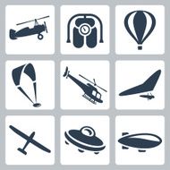 Vector aircrafts icons set