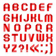 Alphabet folded of colored paper - Red letters