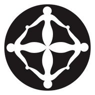 Tetrad icon Four figures with linked arms in square position