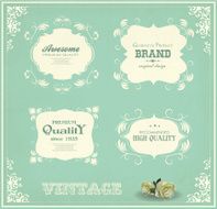 set of vintage labels and calligraphic design elements