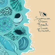 Illustration with blue seashells