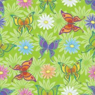 Seamless background flowers and butterflies N2