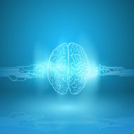 Digital brain on blue background N8