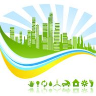 Urban ecological background with icons