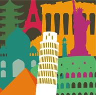 Tower of Pisa and monuments background