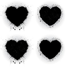 Set of black ink hearts N2