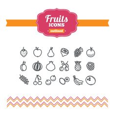 Set of hand drawn fruits icons N2