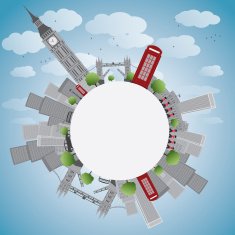 London panorama with big ben and skyscrapers