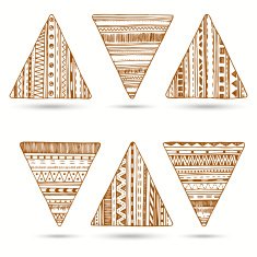 Vector set of hand drawn ethnic triangle N2