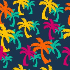 Palm trees seamless tropical pattern - bright colors N2