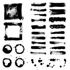 Handdrawn grunge brush strokes set