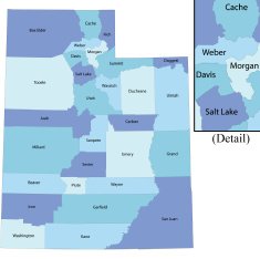Utah state - county map