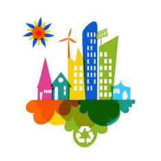 Green energy city silhouette N2
