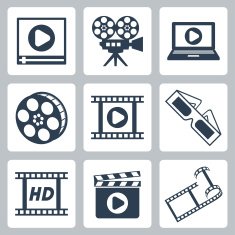 Vector isolated cinema video icons set