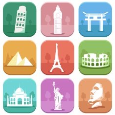 Famous Places Flat Icons