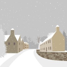 Winter village background vector illustration N2