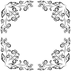 Abstract floral frame black contour