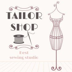 Vintage iron mannequin background with sewing icon N2
