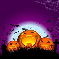 Halloween Pumkins Bats & Spiders