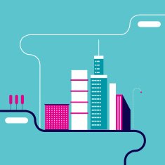 Cityscape background City building silhouettes Flat design N5
