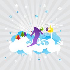 Winter Design - Ski Sport in Mountain