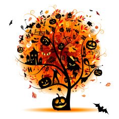 Halloween night holiday concept tree for your design