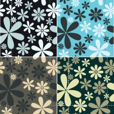 Retro Floral Pattern Set N2