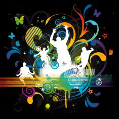 Jumping People and Whimsical Design Elements