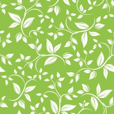 Seamless white floral pattern on green Vector illustration