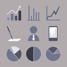 business analytical icons with graphs