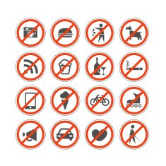 Urban prohibition signs collection