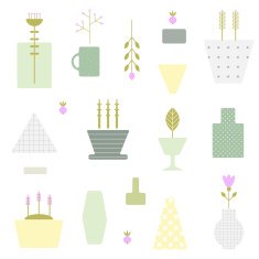 Abstract seamless pattern with flower pots in vector N12