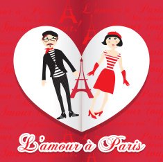 Valentines greeting card with french couple N2