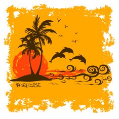 Summer illustration with tropical island