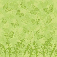 Seamless pattern leaves and butterflies