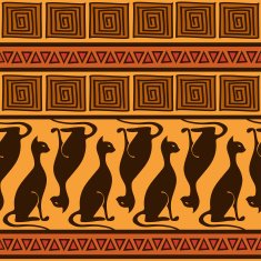 African ornament seamless pattern with cats N2