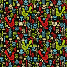 Beautiful seamless pattern with cute birds N2