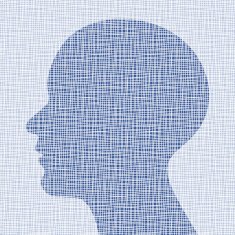 blue head profile on canvas texture