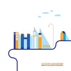 Cityscape background City building silhouettes Flat design N6