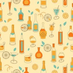 Seamless party background with bottles and glasses N2