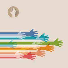 Colorful reaching hands N2