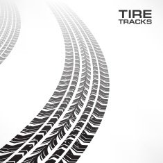 Tire tracks on white