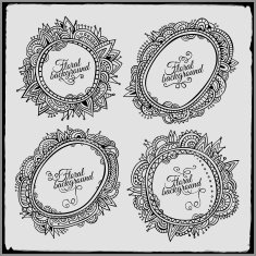 Set of four floral decorative vector frames N2