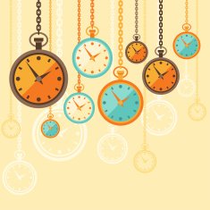 Background with retro watches in flat style