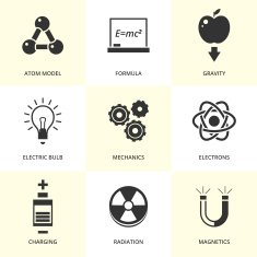 Set of black physics icons