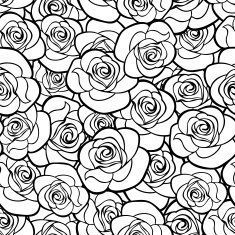 Seamless pattern with roses contours Vector illustration N3