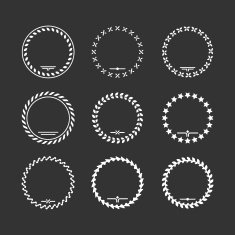Set icons of laurel wreath and modern frames N2