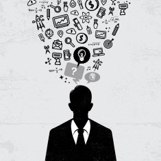 Businessman silhouette with problems